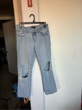 Sincerely Jules Light Blue Distressed Straight-Leg Jeans